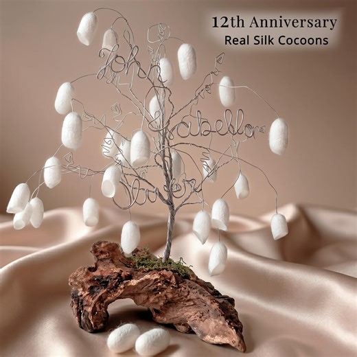 12 Year Anniversary Gift for Him Her, 12th Wedding Anniversary Gifts for Husband Wife, Silk Anniversary Present, Personalized Family Tree - Etsy