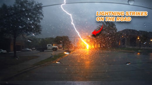 Lightning strikes in an open area