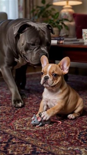 Tiny Puppy Hunts the Toy Mouse… Big Dog's Reaction! 🐭😂 | Tinyy & Paws #funnydogs #dogshorts #funny