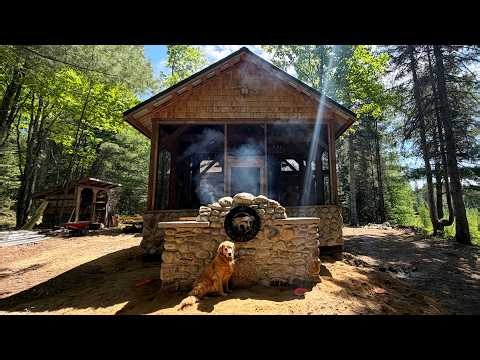 Stone BBQ Grill Complete Build | Improving my Forest Kitchen on my Off Grid Homestead