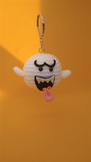 Boo Ghost Amigurumi Keychain – Super Mario Inspired Plush – Cute Gamer Gift – Mini Crochet Ghost Keyring – Nintendo Fan Handmade - Etsy