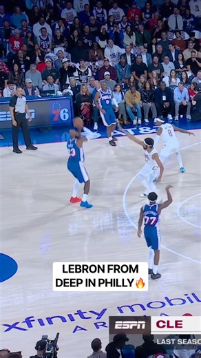 LEBRON GETS THE THREE TO FALL IN PHILLY 🔥🎯