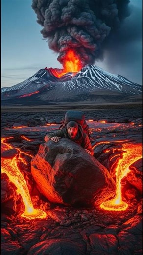 🌋 Hiker Survives Volcanic Eruption | #shortsfeed