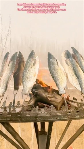 Fire Circle Fish Roast Technique #funny #agriculture #farming