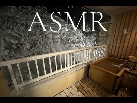 No Ads Soothing ASMR: Immerse in Relaxing Hot Spring Water Sounds Amidst Falling Snow