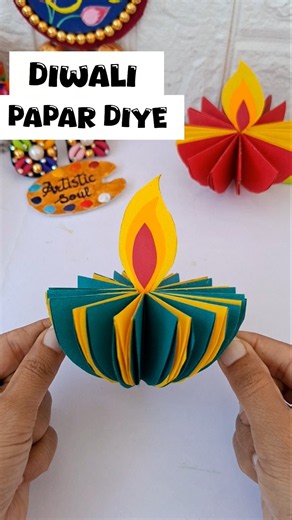 DIY Paper Diya 🪔 Diwali Decoration Ideas #shorts #diy #craft #diwali #diya