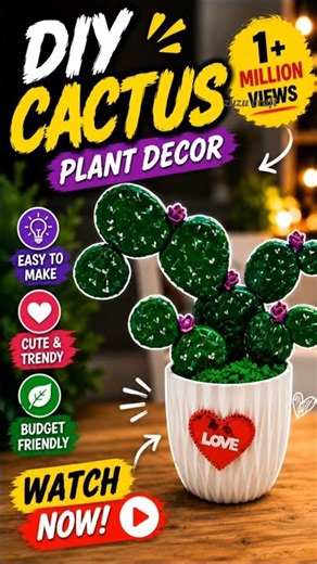 DIY cactus plant 🌵 home decor ideas easy and simple #diy #houseplants #youtubeshorts