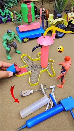 Mini handpump water science project with red concrete,mixer diy tractor project cow farm |No.508🔥🔥🔥