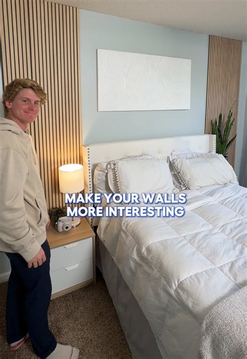 Boring walls 🤝 fluted wall planks ✨ Adds instant character & an elevated look all at a low price #easydiy #lowesfind #flutedwallpanel