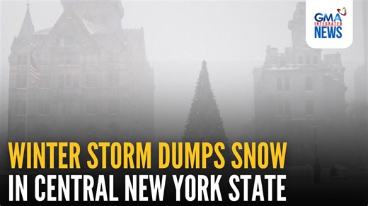 WINTER IN NEW YORK ❄️ Landmarks in Syracuse, located in central New York state, were blanketed in white on Thursday, January 1, after a storm dumped heavy lake-effect snow. According to the National Weather Service (NWS), such snowfall is typical for parts of New York state in the winter, when the unfrozen waters of the Great Lakes mix with icy air in the upper atmosphere, forming clouds that rapidly produce snow. Courtesy: Reuters | GMA News