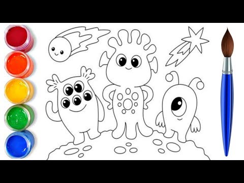 How to draw easy cute alien's | easy drawing step by step for kids 