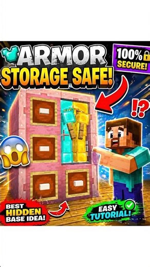 Secret Armor Vault Build in Minecraft 😳 || #shorts #minecraft
