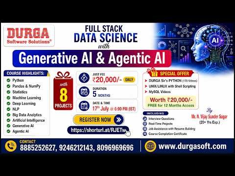 FULL STACK DATA SCIENCE with Generative AI & Agentic AI Online Training @ DURGASOFT