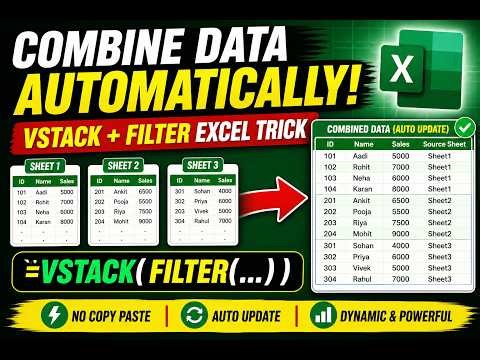 Excel Pro Tip: Auto Combine Data Using VSTACK + FILTER Formula