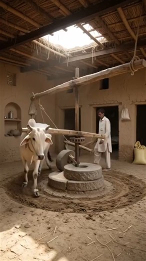 Before Electric Flour Mills!| Traditional Grain Grinding #Shorts