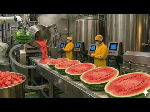 Inside a Modern Organic Watermelon Factory: From Watermelon to Pure Juice (Full Process)