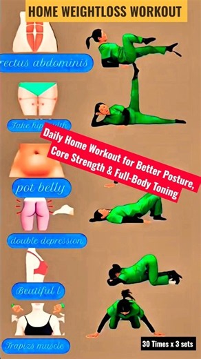 How To Get a Better Posture + Stronger Core | Daily Full-Body Home Workout #shorts #homeworkout