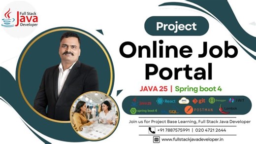 Project- Online Job Portal | JDK 25 Spring Boot 4 | React JS | Full Stack | By Mr. Kiran Jadhav | Spring Boot With React JS