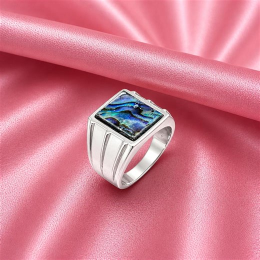 Abalone Shell Ring | 100% Sterling Silver Abalone Band Ring | Handmade Statement Ring | Boho Wedding Gift Size Available 3 to 16 U - Etsy