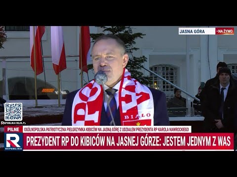 Prezydent RP Karol Nawrocki do kibiców na Jasnej Górze: Jestem jednym z was | Pielgrzymka kibiców