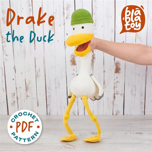 Crochet Duck Hand Puppet Pattern PDF | Amigurumi Bird Toy | Funny Duck With Beanie Hat | Open Mouth Puppet for Kids - Etsy UK