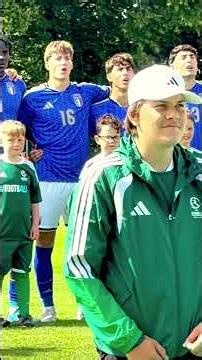 Italy u19 football team sing the Italian national anthem prior to their crucial match vs Ukraine