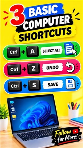 Learn Basic Computer Shortcut Keys You Must Know! 💻 #Shorts #computertips #computershortcuts