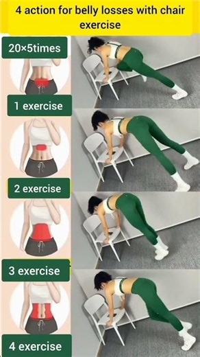 4 Chair Exercises for Belly Fat Workout at Home 🔥 No Gym Needed! #Shorts