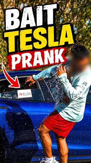 He tried to steal a Tesla 😂 #funny #prank #fails