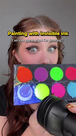 Painting with UV paint! Can you guess what I’m drawing? 👀 • UV palette from @Mehron Makeup