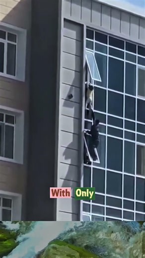 Heart-Stopping Moment: Man Clings to Window in Terrifying High-Rise Rescue 😱#motivation #shorts #