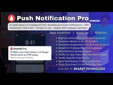 Push Notification Extension App Inventor / Kodular / Niotron / Android Builder