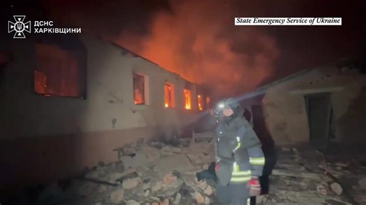 Three injured as Russian night strike hits Ukraine’s Velykyi Burluk, rescuers battle blaze