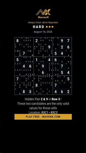MavonX's Hard Sudoku: Hidden Pair - 08.18.2026