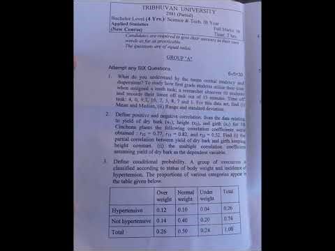 #bsc 2nd Year 2081 #partial #exam Applied #statistics #question #paper #tribhuvan #university 