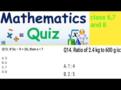 class 6,7 and 8 Mathematics quiz
