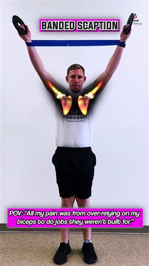Problem if weak/ignored: When the rotator cuff and scapula aren’t doing their jobs, the bicep picks up the slack. That creates tendonitis, irritation, and chronic pain — especially in front-shoulder dominant positions. Why it matters: ⚙️ Biceps Are Stabilizers Too – They’re not built for the entire load 🛠️ Cuff Scap Weakness = Overuse Patterns 🔥 Targeted Control Offloads the Tendon How to fix it: 🟰 Banded Scaption – Train coordinated scapulohumeral rhythm Summary line: Your bicep tendon pain 
