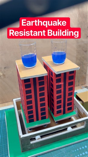 Earthquake Resistant Building Working Model 🌎🏢 | Science Project Using Cardboard & Springs #shorts