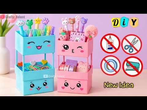 How to make cute mini organizer / Paper craft/ Easy craft ideas/ DIY/ school project/ art and craft