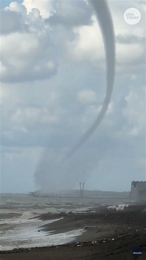 Huge waterspout churns across the Black Sea in Georgia