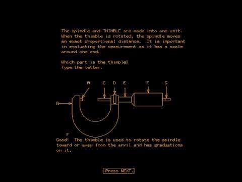 PLATO Lesson Gameplay (1980) – Reading the Micrometer Caliper | Control Data Corporation