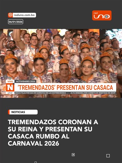#SantaCruz│ La tradicional comparsa cruceña “Tremendazos” proclamó a su reina, presentó su casaca y anunció oficialmente su participación en el Carnaval Cruceño 2026, iniciando la temporada carnavalera con mucha alegría y color. ▶️ Más información en www.reduno.com.bo #RedUno #Notivisión #RedUnoDigital #SantaCruz