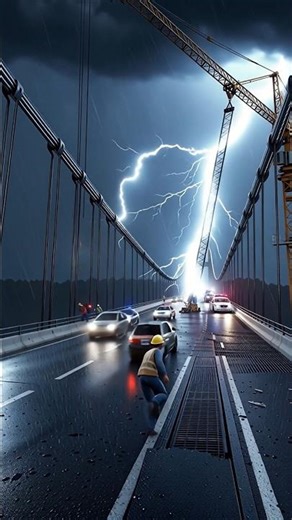 Bridge Collapse in Storm Caught on Camera 😱 | 4K Disaster Simulation #Shorts
