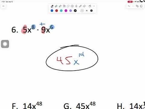 Properties of Exponents When Multiplying: ACT #6