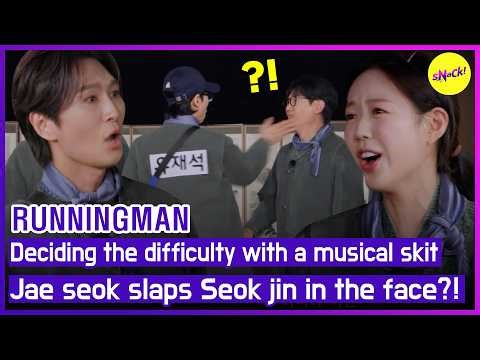[RUNNINGMAN] Deciding the difficulty with a musical skit! Jae seok slapping Seok jin🖐️ (ENGSUB)