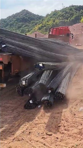 assive Steel Rod Unloading from Truck | Satisfying Construction Process