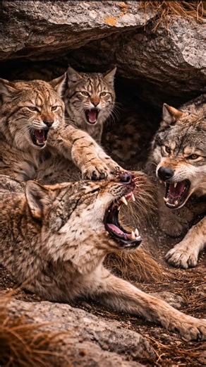 Two Lynxes vs Two Wolves | Brutal Den Defense Caught on Camera