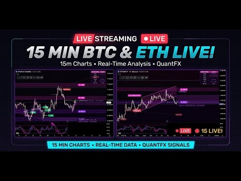 🔴 LIVE — BTC & ETH 15M | Live signals! With technical analysis Crypto trading! QuantRx