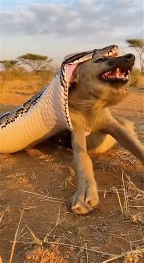 Deadly Python Tries to Eat Hyena 🐍