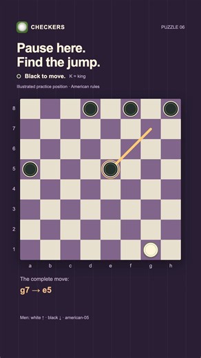 Pause here. Find the jump. | Checkers #06